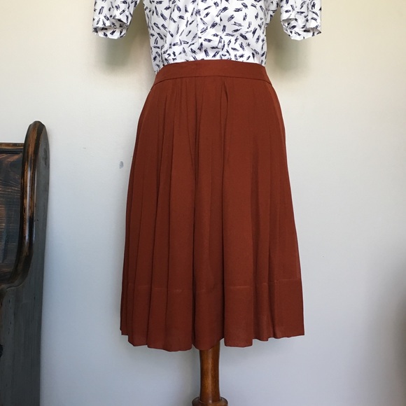 Talbots Dresses & Skirts - Talbots Copper Orange Pleated Silk Skirt NWT